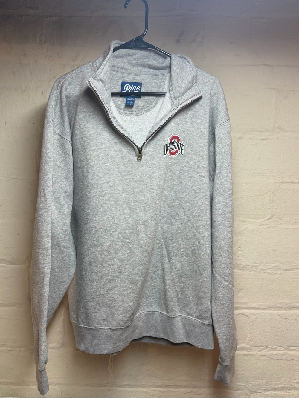 Blue 84 Light Gray Ohio State Men's Quarter Zip Sweatshirt